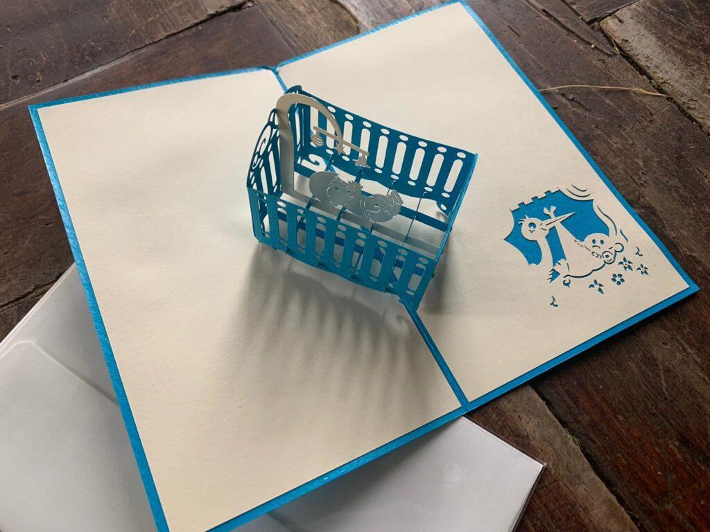 New baby cot popup card Green Door Florist